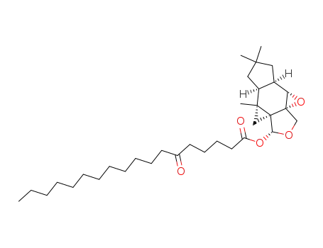 Molecular Structure of 86533-37-1 (5a,7,7-trimethyloctahydrocyclopropa[4,5]oxireno[6,7]indeno[5,6-c]furan-4-yl 6-oxooctadecanoate)