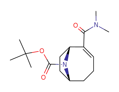 Molecular Structure of 125736-16-5 (tert-butyl (1R)-2-(dimethylcarbamoyl)-9-azabicyclo[4.2.1]non-2-ene-9-carboxylate)