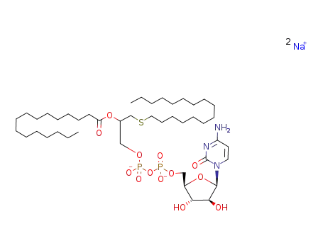 Molecular Structure of 125592-29-2 (ara-CDP-1-S-hexadecyl-2-O-palmitoyl-1-thioglycerol)
