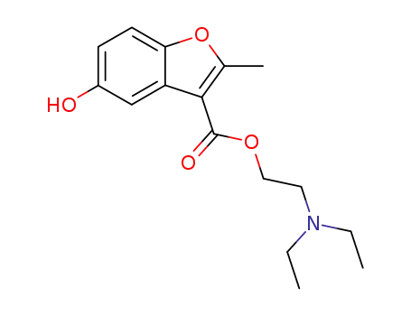 Molecular Structure of 114829-20-8 (2-(diethylamino)ethyl 5-hydroxy-2-methyl-1-benzofuran-3-carboxylate)