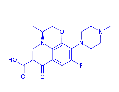 Molecular Structure of 113400-30-9 ((+)-9-fluoro-3-fluoromethyl-2,3-dihydro-10-(4-methyl-1-piperazinyl)-7-oxo-7H-pyrido<1,2,3-de><1,4>benzoxazine-6-carboxylic acid)