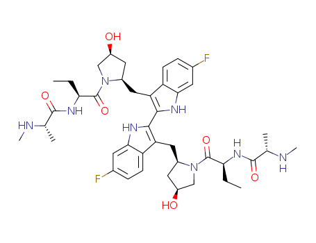 Birinapant;TL32711;Propanamide,N,N'-[(6,6'-difluoro[2,2'-bi-1H-indole]-3,3'-diyl)bis[methylene[(2R,4S)-4-hydroxy-2,1-pyrrolidinediyl][(1S)-1-ethyl-2-oxo-2,1-ethanediyl]]]bis[2-(methylamino)-,(2S,2'S)-