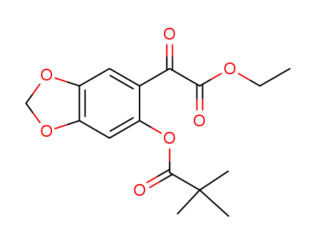 Molecular Structure of 1258951-02-8 (6-(2,2-Dimethyl-1-oxopropoxy)-alpha-oxo-1,3-benzodioxole-5-acetic acid ethyl ester)