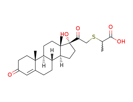 Molecular Structure of 114967-86-1 (2-{[(8xi,9xi,14xi)-17-hydroxy-3,20-dioxopregn-4-en-21-yl]sulfanyl}propanoic acid)