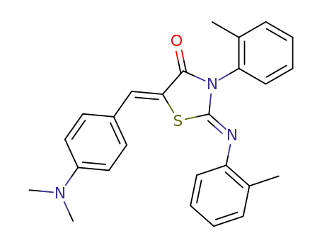 Molecular Structure of 114553-01-4 (5-(4-dimethylamino-benzylidene)-3-<i>o</i>-tolyl-2-<i>o</i>-tolylimino-thiazolidin-4-one)