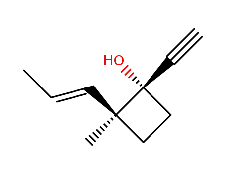 Molecular Structure of 114058-98-9 (Cyclobutanol, 1-ethynyl-2-methyl-2-(1-propenyl)-, [1alpha,2beta(E)]- (9CI))