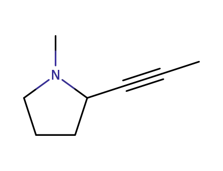 Molecular Structure of 125038-97-3 (Pyrrolidine, 1-methyl-2-(1-propynyl)- (9CI))