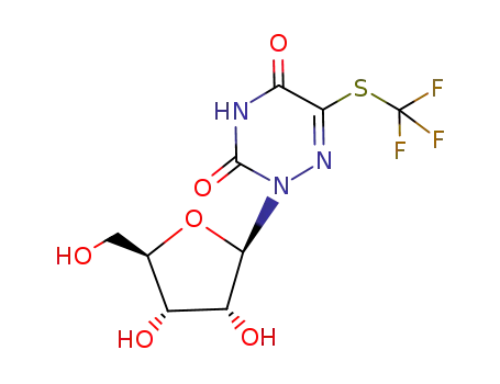 Molecular Structure of 113307-11-2 (2-beta-D-ribofuranosyl-6-[(trifluoromethyl)sulfanyl]-1,2,4-triazine-3,5(2H,4H)-dione)