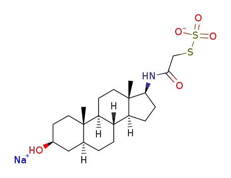 Molecular Structure of 114967-83-8 (sodium O-(2-{[(3beta,5alpha,8xi,9xi,17beta)-3-hydroxyandrostan-17-yl]amino}-2-oxoethyl) thiosulfate)