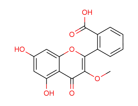 Molecular Structure of 859033-58-2 (2-(5,7-dihydroxy-3-methoxy-4-oxo-4<i>H</i>-chromen-2-yl)-benzoic acid)