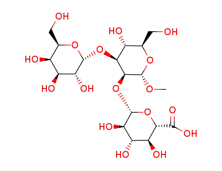 Molecular Structure of 125365-17-5 (methyl 3-O-galactopyranosyl-2-O-(glucopyranosyluronic acid)mannopyranoside)