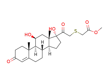 Molecular Structure of 114967-89-4 (methyl {[(8xi,9xi,11beta,14xi)-11,17-dihydroxy-3,20-dioxopregn-4-en-21-yl]sulfanyl}acetate)