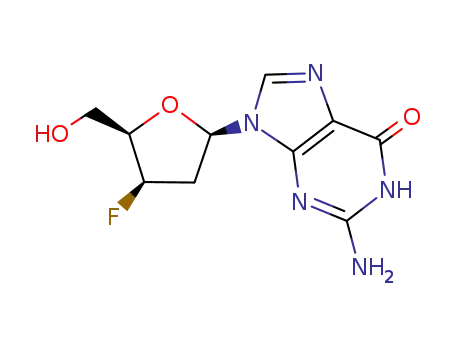 Molecular Structure of 125291-17-0 (2'-Deoxy-2'-fluoro-D-guanosine)
