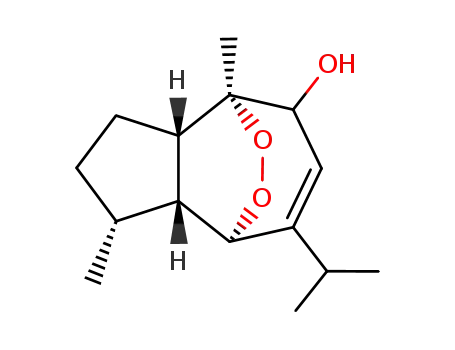 Molecular Structure of 103476-96-6 (4,8-Epidioxyazulen-5-ol,1,2,3,3a,4,5,8,8a-octahydro-1,4-dimethyl-7-(1-methylethyl)-,(1R,3aS,4S,5S,8R,8aR)-)