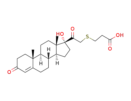 Molecular Structure of 114967-87-2 (3-[2-[(10R,13S,17R)-17-hydroxy-10,13-dimethyl-3-oxo-2,6,7,8,9,11,12,14,15,16-decahydro-1H-cyclopenta[a]phenanthren-17-yl]-2-oxo-ethyl]sulfanylpropanoic acid)