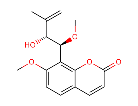 Molecular Structure of 147731-95-1 (2H-1-Benzopyran-2-one,8-(2-hydroxy-1-methoxy-3-methyl-3-buten-1-yl)-7-methoxy-)