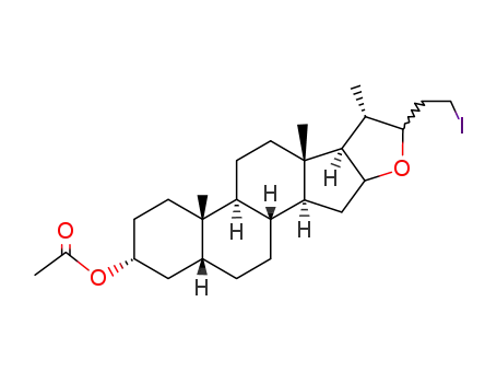 Molecular Structure of 114353-48-9 (5beta-Cholan-16,22-epoxy-3alpha-ol 24-iodo-3-O-acetyl-)