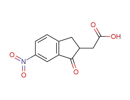 Molecular Structure of 114915-77-4 (6-nitro-2,3-dihydro-1-oxo-2-indene-2-acetic acid)