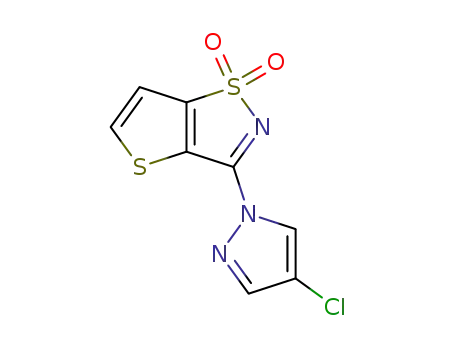 Molecular Structure of 113387-67-0 (3-(4-chloro-1H-pyrazol-1-yl)thieno[2,3-d]isothiazole 1,1-dioxide)