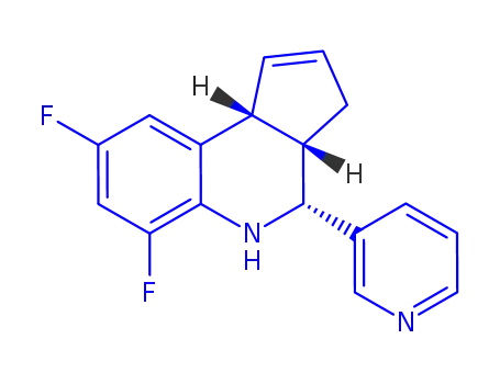 Molecular Structure of 1139889-93-2 (6,8-Difluoro-4-pyridin-3-yl-3a,4,5,9b-tetrahydro-3H-cyclopenta[c]quinoline)
