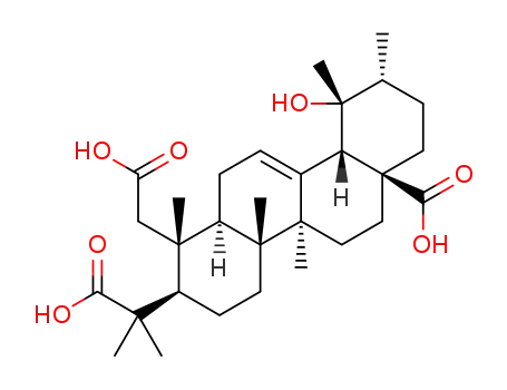 Molecular Structure of 114175-98-3 (19α-Hydroxy-2,3-secours-12-ene-2,3,28-trioic acid trimethyl ester)