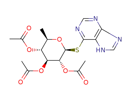 Molecular Structure of 114192-81-3 (purin-6-yl 2,3,4-tri-O-acetyl-6-deoxy-1-thio-β-D-glucopyranoside)