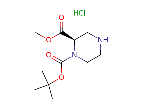 Molecular Structure of 279227-92-8 ((R)-1-N-BOC-PIPERAZINE-2-CARBOXYLIC ACID METHYL ESTER-HCl)