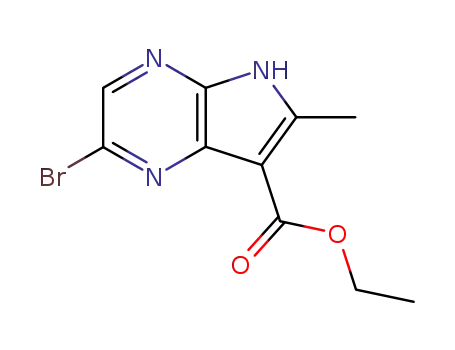 Molecular Structure of 125208-06-2 (2-BROMO-6-METHYL-5H-PYRROLO[2,3-B]PYRAZINE-7-CARBOXYLIC ACID ETHYL ESTER)