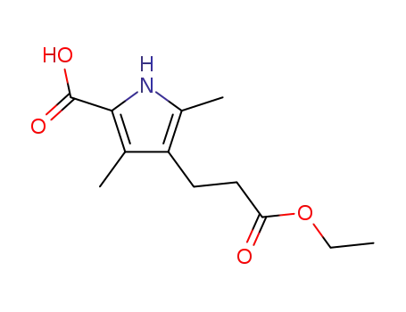 Molecular Structure of 113380-34-0 (2,4-DIMETHYL-3-(CARBETHOXY PROPYL)-PYRROLE-5-CARBOXYLIC ACID)