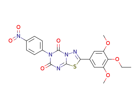 Molecular Structure of 125766-52-1 (2-(4-ethoxy-3,5-dimethoxyphenyl)-6-(4-nitrophenyl)-5H-[1,3,4]thiadiazolo[3,2-a][1,3,5]triazine-5,7(6H)-dione)