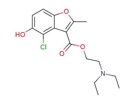 Molecular Structure of 114829-23-1 (2-(diethylamino)ethyl 4-chloro-5-hydroxy-2-methyl-1-benzofuran-3-carboxylate)