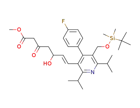 Molecular Structure of 124863-85-0 (Methyl rac-(E)-7-[5-tert-Butyldimethylsilyloxymethyl-2,6-diisopropyl-4-
(4-fluorophenyl)-3-pyridinyl]-5-hydroxy-3-oxo-6-heptenoate)