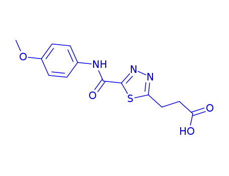 Molecular Structure of 1142209-61-7 (3-(5-{[(4-methoxyphenyl)amino]carbonyl}-1,3,4-thiadiazol-2-yl)propanoic acid)