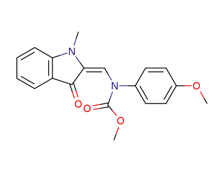 Molecular Structure of 113917-64-9 (methyl (2E)-2-[(4-methoxyphenyl)amino]-2-(1-methyl-3-oxo-indol-2-ylide ne)acetate)
