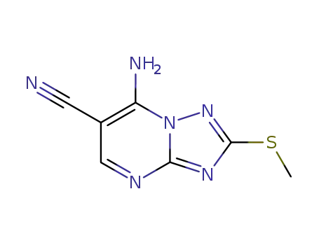 Molecular Structure of 113967-64-9 (7-AMINO-6-CYANO-2-(METHYLTHIO)-1,2,4-TRIAZOLO(1,5-A)PYRIMIDINE)