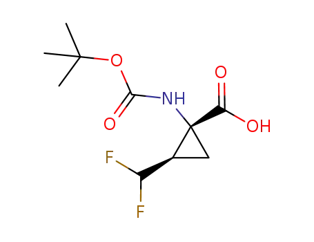 Molecular Structure of 1152134-45-6 ((1R,2R)-1-(tert-butoxycarbonylamino)-2-(difluoromethyl)cyclopropanecarboxylic acid)