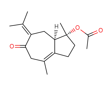 Molecular Structure of 115842-58-5 (Acetic acid (1R,8aR)-7-isopropylidene-1,4-dimethyl-6-oxo-1,2,3,5,6,7,8,8a-octahydro-azulen-1-yl ester)