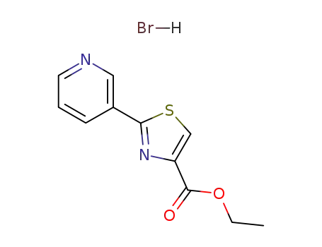 Molecular Structure of 116055-57-3 (2-[3]pyridyl-thiazole-4-carboxylic acid ethyl ester; hydrobromide)