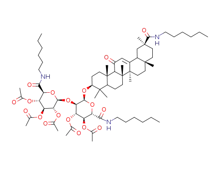 Molecular Structure of 126145-74-2 (3-(acetyloxy)-2-(hexylcarbamoyl)-6-{[11-(hexylcarbamoyl)-4,4,6a,6b,8a,11,14b-heptamethyl-14-oxo-1,2,3,4,4a,5,6,6a,6b,7,8,8a,9,10,11,12,12a,14,14a,14b-icosahydropicen-3-yl]oxy}-5-{[4,5,6-tris(acetyloxy)-2-(hexylcarbamoyl)tetrahydro-2H-pyran-3-yl]oxy}tetrah)