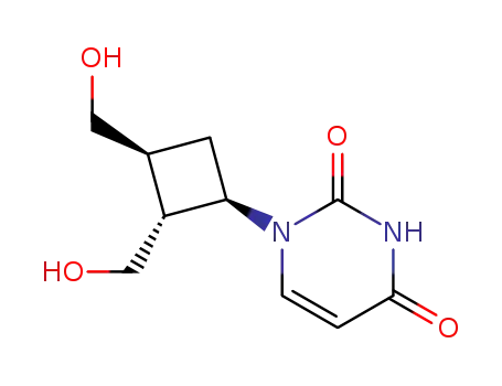 Molecular Structure of 126452-00-4 (1-[(1S,2R,3S)-2,3-bis(hydroxymethyl)cyclobutyl]pyrimidine-2,4(1H,3H)-dione)