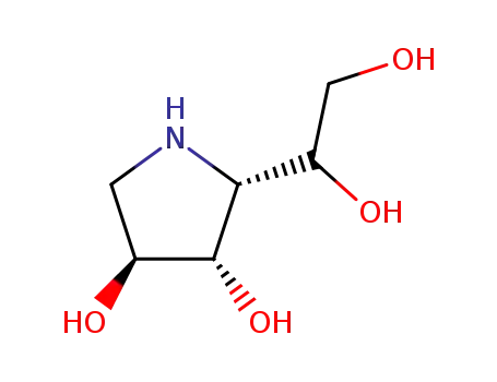 Molecular Structure of 24578-06-1 ((2R,3S,4S)-2-[(1R)-1,2-dihydroxyethyl]pyrrolidine-3,4-diol)
