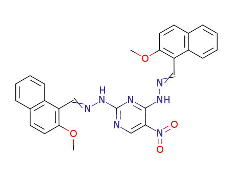 Molecular Structure of 1262-30-2 (2,4-bis{(2E)-2-[(2-methoxynaphthalen-1-yl)methylidene]hydrazinyl}-5-nitropyrimidine)