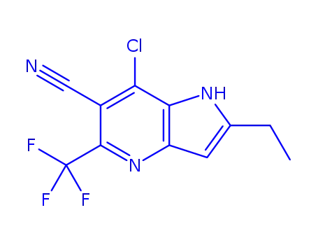Molecular Structure of 1260897-26-4 (7-Chloro-2-ethyl-5-(trifluoromethyl)-1H-pyrrolo[3,2-b]pyridine-6-carbonitrile)