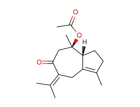 Molecular Structure of 115842-51-8 (Acetic acid (3aR,4R)-7-isopropylidene-1,4-dimethyl-6-oxo-2,3,3a,4,5,6,7,8-octahydro-azulen-4-yl ester)