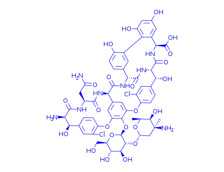 Molecular Structure of 115236-65-2 ((1S,2R,18R,19R,22S,25R,28R,40S)-19-amino-48-{[(2S,3R,4S,5S,6R)-3-{[(2S,4S,5S,6S)-4-amino-5-hydroxy-4,6-dimethyltetrahydro-2H-pyran-2-yl]oxy}-4,5-dihydroxy-6-(hydroxymethyl)tetrahydro-2H-pyran-2-yl]oxy}-22-(2-amino-2-oxoethyl)-5,15-dichloro-2,18,32,35,37-p)