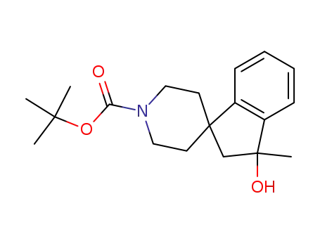 Molecular Structure of 1138522-08-3 (t-butyl 3-hydroxy-3-methyl-2,3-dihydrospiro(indene-1,4'-piperidine)-1'-carboxylate)