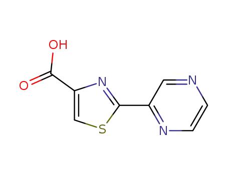 Molecular Structure of 115311-44-9 (2-pyrazin-2-yl-1,3-thiazole-4-carboxylic acid(SALTDATA: FREE))