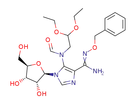 Molecular Structure of 119139-11-6 (N'-benzyloxy-5-<N-(2,2-diethoxyethyl)formamido>-1-β-D-ribofuranosyl-1H-imidazole-4-carboxamidine)