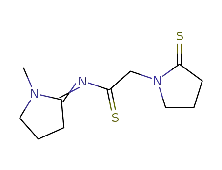 Molecular Structure of 126647-15-2 (N-[(2Z)-1-methylpyrrolidin-2-ylidene]-2-(2-thioxopyrrolidin-1-yl)ethanethioamide)