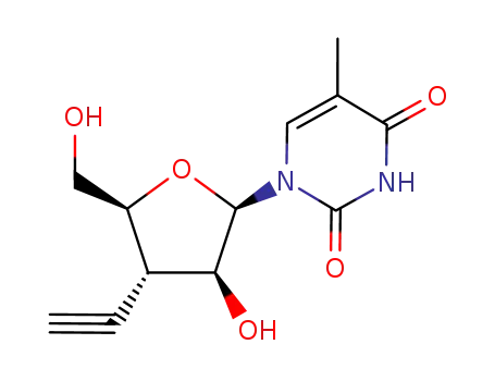 Molecular Structure of 115913-85-4 (1-(3-deoxy-3-ethynyl-beta-D-arabinofuranosyl)-5-methylpyrimidine-2,4(1H,3H)-dione)
